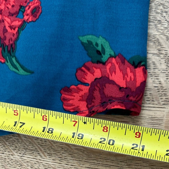Anthropologie Maeve Kalas Henley 3/4 Sleeve Teal Floral Blouse Medium - Picture 13 of 16